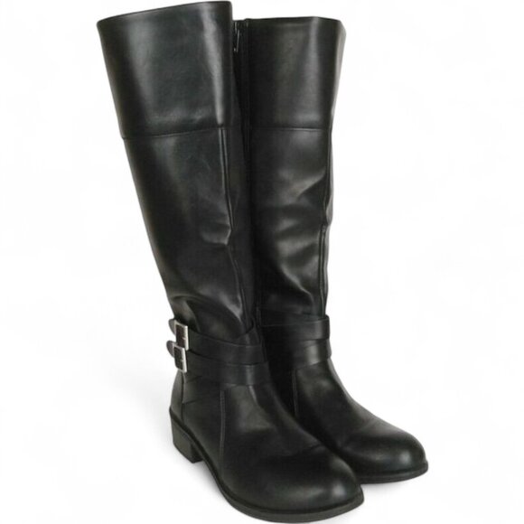 Arizona Riding Boots Women's 6.5 Black Faux Leather Tall Memory Foam Lined New - Picture 2 of 6